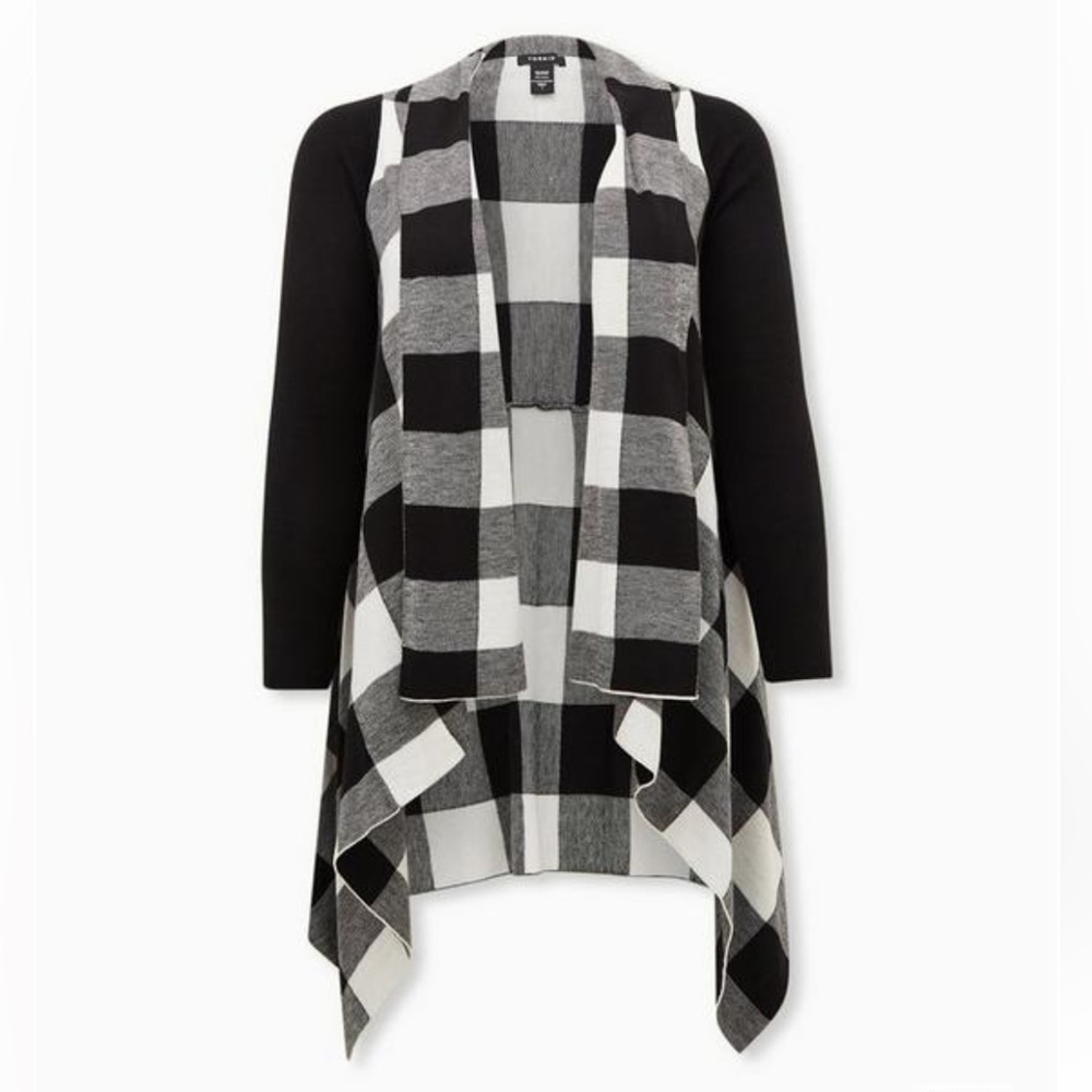 checkered front drape cardigan. 🖤 - Picture 3 of 5